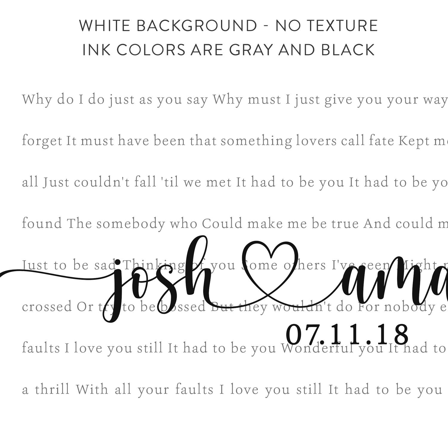 Custom Song Lyrics on Canvas Wall Art, His and Hers Wedding 