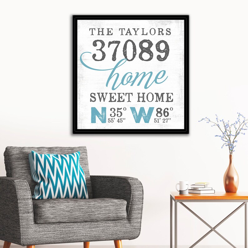 Zip Code Sign Coordinates Wall Art Address Coordinate Sign Etsy