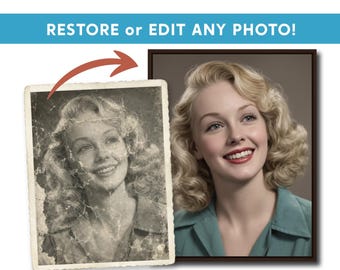 Expert Photo Restoration Service - Professional Colorization Editing Restored Old Damaged Family Color Photos Mounted on Canvas with Frame