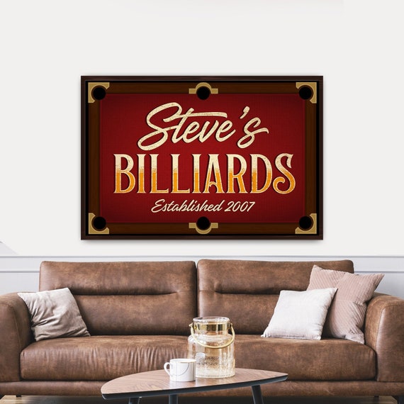 Billiard Room Decor | Custom Pool Table Sign