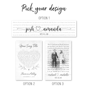 Custom Song Lyrics on Canvas Wall Art, His and Hers Wedding Anniversary Gift Personalized, Music First Dance Song image 2