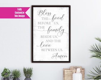 Bless The Food Before Us Sign | Bless The Food Before Us, The Family Beside Us, And The Love Between Us, Amen | Blessing Sign