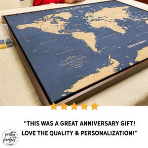 Personalized World Travel Map Push Pin Framed Canvas Wall Art - Etsy
