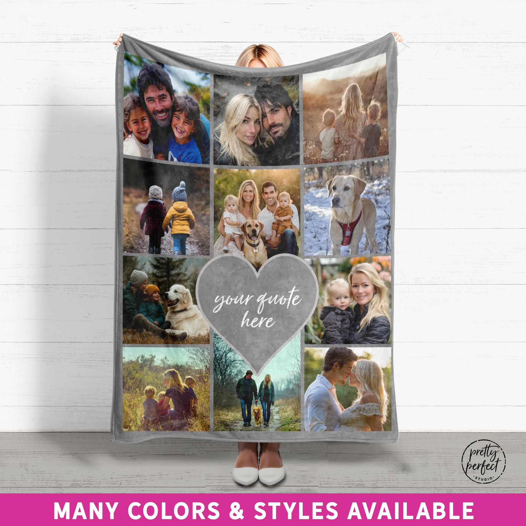 Personalized Picture Blanket, Personalised Sherpa Photo Blankets, Custom Photos Collage Blanket