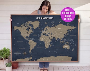 Personalized Couple Travel Map for Couples Place We're Traveled Map, Custom Adventure Family Travel Maps