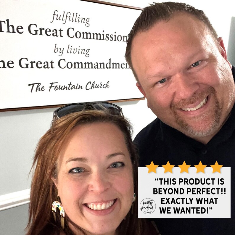 Customer testimonial image featuring custom indoor business signs and personalized signs for business wall decor.