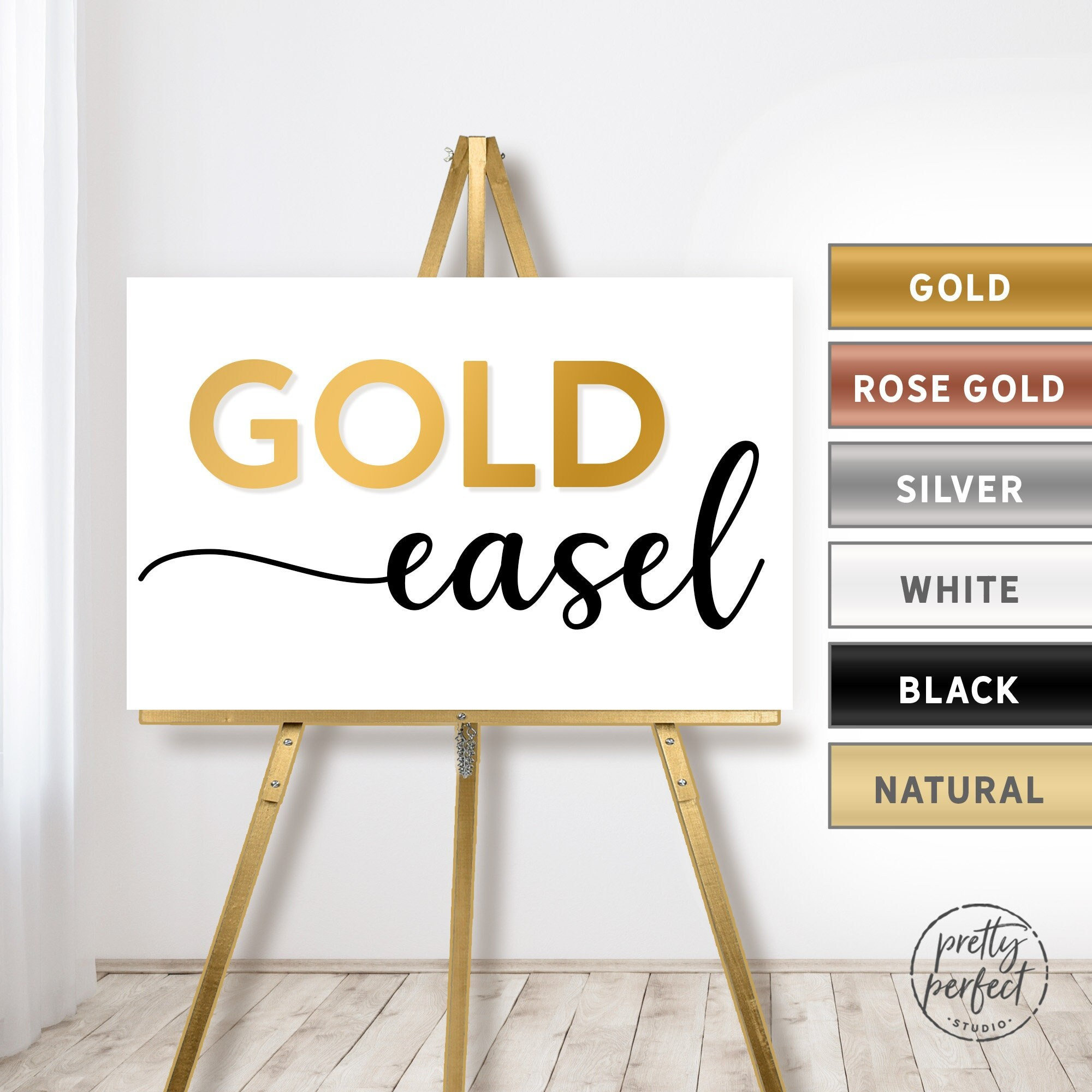 Small silver easels; metal display stands – HelloPosh