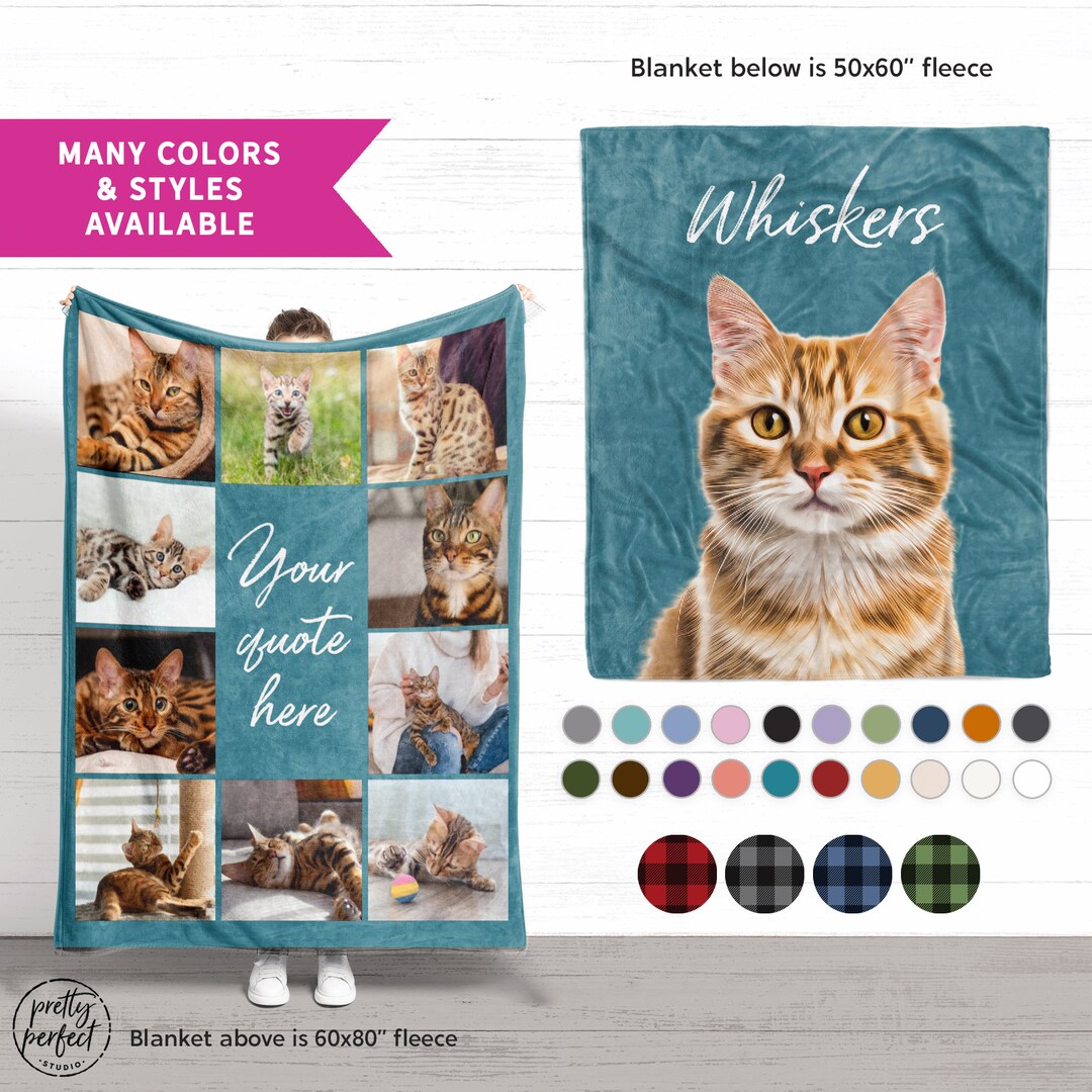 Cat Photo Blanket, Kitten Owner Gifts for Cat Lovers, Custom Ragdoll