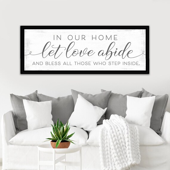 Inspirational Large Wall Art Entryway Sign Bless Those Who Step Inside In Our Home Let Love Abide Farmhouse Framed Wood Signs Décor Decotazeen Com - In Our Home Let Love Abide Wall Decor