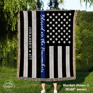 Thin Blue Line Police Blankets | Police Officers Law Enforcement Gifts for Deputy Sheriff Retirement | Police Academy Graduation Gifts
