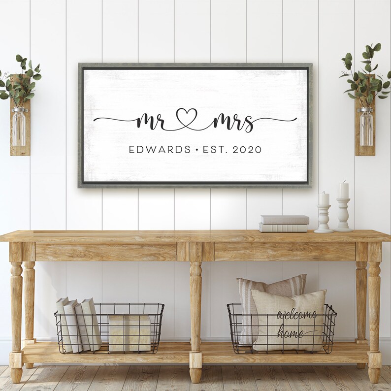Custom Mr and Mrs Canvas Sign His and Hers Wall Art Mr & Etsy