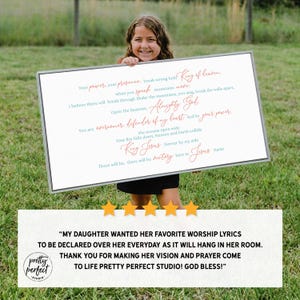 Customer product review for personalized bible verse or favorite worship lyrics by Pretty Perfect Studio