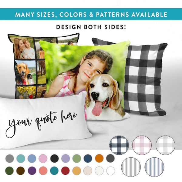 Customizable Photo Pillow Collage, Personalized Christmas Gifts for Grandma, Custom Throw Pillow with Text, Logo, Picture Collage Pillows