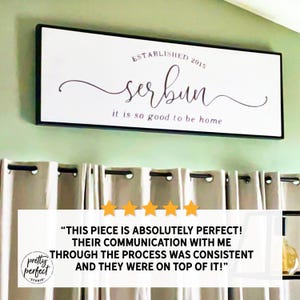 Customer product review for personalized last name established sign by Pretty Perfect Studio