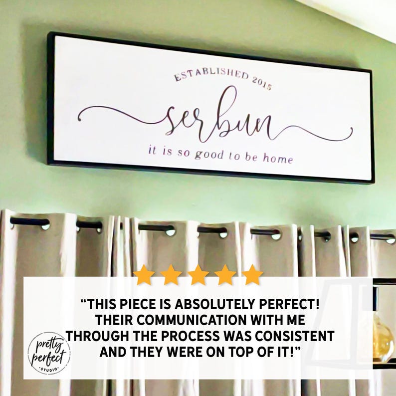 Customer product review for personalized last name established sign by Pretty Perfect Studio