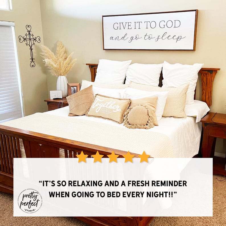 Customer product review for custom bible verse Give it to God and go to sleep by Pretty Perfect Studio