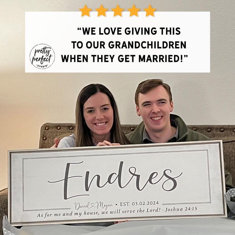 Customer product review for personalized last name established sign by Pretty Perfect Studio