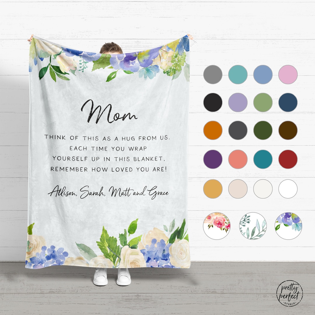 Custom Quote Blanket, Christmas Blanket, Gift From Kids, Floral Style