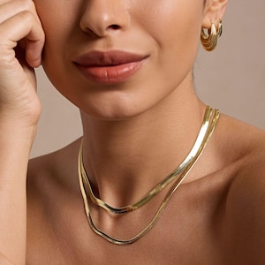 14K Gold Filled Necklace Herringbone Necklace Gold Necklaces for Women Layered Necklace Dainty Necklace Mom Gift for Her Gift for Mom