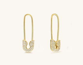 Boucles d'oreilles épingles à nourrice Créoles dorées Petites créoles Boucles d'oreilles pendantes Boucles d'oreilles trombone Boucles d'oreilles tendance Cadeau maman pour elle