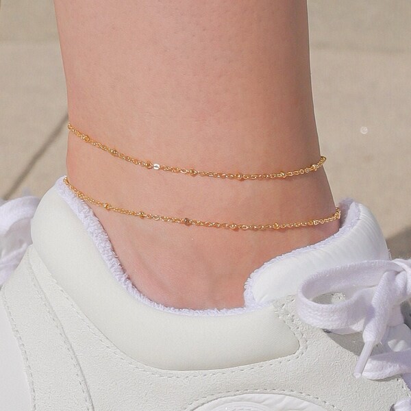 Gold Filled Gold Anklet Bracelet Satellite Anklet Anklet Bead Bracelet Dainty Anklet Womens Anklet Bracelet Figaro Anklet Bead Bracelet