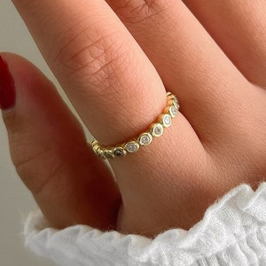 18K Gold Wedding Bands Women Gold Rings for Women Eternity Ring Eternity Band Wedding Band Stacking Rings Mothers Day Gift Mom Gift for Her