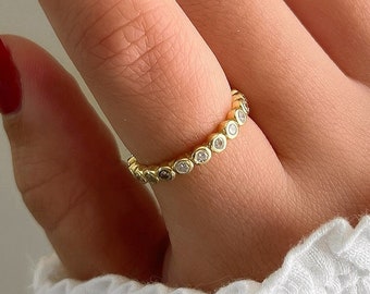 18K Gold Wedding Bands Women Gold Rings for Women Eternity Ring Eternity Band Wedding Band Stacking Rings Ring Bridesmaid Gift for Her