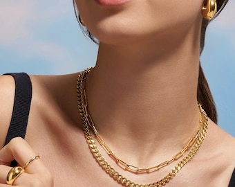 Curb Chain Necklace Gold Necklace Statement Necklace Dainty Necklace Layered Necklace Minimalist Necklace Gold Chain Christmas Gift for Her