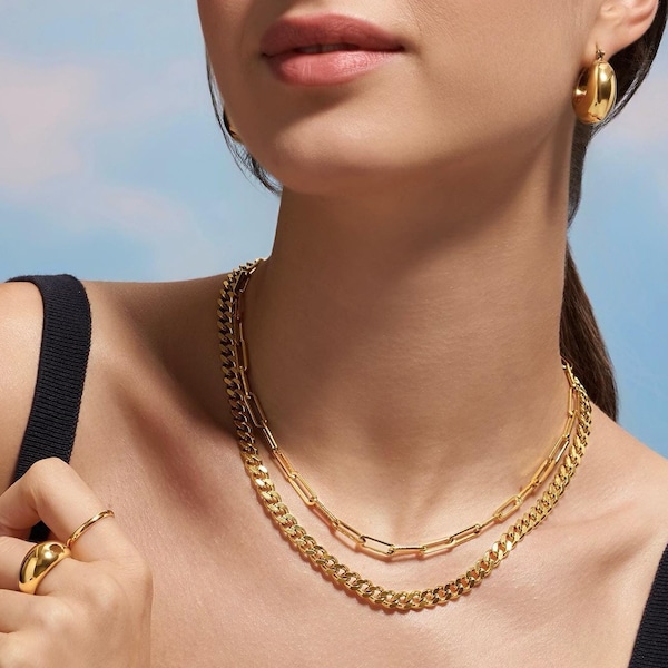Curb Chain Necklace Gold Necklace Statement Necklace Dainty Necklace Layered Necklace Minimalist Necklace Gold Chain Christmas Gift for Her