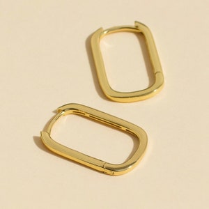Boucles d'oreilles en or 14 carats Créoles en or Boucles d'oreilles en or 14 carats Boucles d'oreilles pendantes grandes créoles ovales Cadeau fête des mères Cadeau maman pour elle