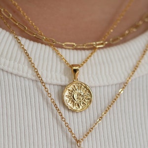Coin Necklace for Women Gold Sun Necklace Layered Necklace Pendant Necklace Pendant Necklace Gift for Mom Gift for Her