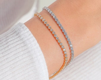 Diamond Tennis Bracelet Gold Bracelet for Women Stacking Bracelet Dainty Bracelet Sterling Silver Diamond Bracelet Gift Mom Gift for Her