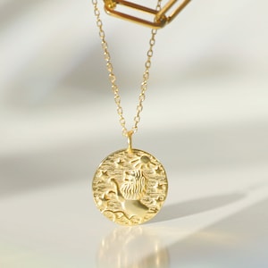 Naszyjniki z monetami zodiakalnymi dla kobiet Naszyjnik z kamieniem szlachetnym Naszyjnik z wisiorkiem Złoty naszyjnik Warstwowy naszyjnik Delikatny naszyjnik Prezent dla mamy dla niej
