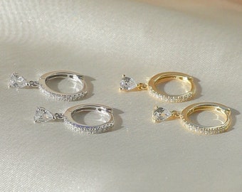 18K Small Hoop Earrings Gold Earrings Dangle Earrings Gold Hoop Earrings Huggie Earrings Drop Earrings Diamond Earrings Mom Gift for Her