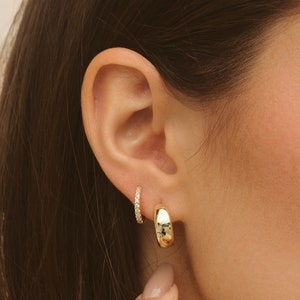Gold Hoop Ohrringe Kleine Creolen Große Huggie Ohrringe Gold Creolen Minimalist Ohrringe Diamant Ohrringe Mom Geschenk für sie