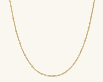 18K Gold Necklace Choker Necklace Gold Chain Necklace Gold Bead Necklace Minimalist Necklace Layering Necklace Dainty Gold Chain Necklace