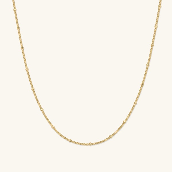 18K Gold Necklace Choker Necklace Gold Chain Necklace Gold Bead Necklace Minimalist Necklace Layering Necklace Dainty Gold Chain Necklace