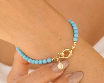 Turquoise Bracelet Bead Bracelet Tennis Bracelet Stacking Bracelet Layering Bracelet Dainty Bracelet Gift for Her Valentines Gifts