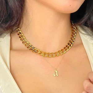 Curb Chain Necklace Gold Necklace Gold Chain Link Necklace Statement Necklace for Women Thick Gold Chain Cuban Curb Link Chain Gift for Her