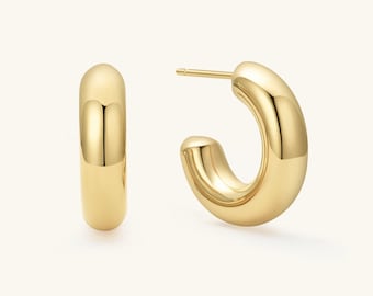 18K Gold Hoop Earrings Gold Hoops Chunky Gold Hoops Earrings for Women Gold Filled Earrings Minimalist Earrings Statement Earrings