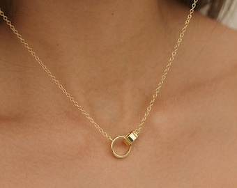 Collar con colgante de oro laminado de 14 quilates para mujer, delicado collar, collar de varias capas, collar con colgante de oro, regalo para mamá, regalo para ella