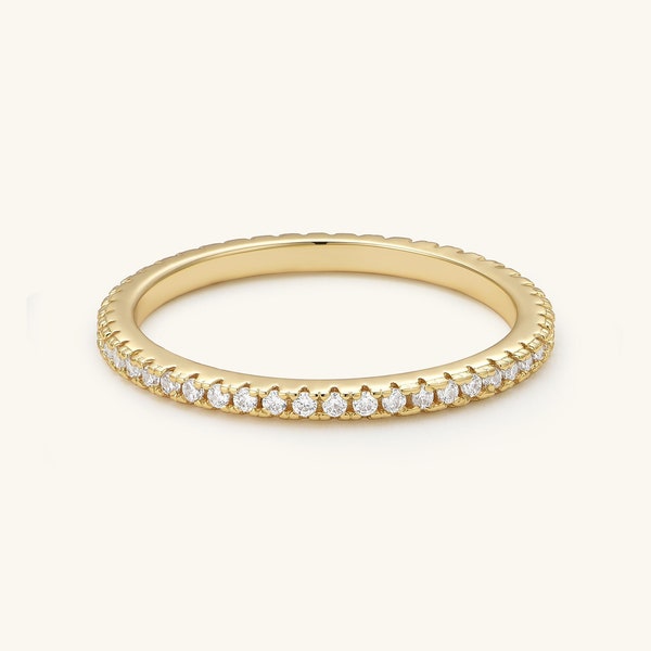 18K Gold Eternity Ring for Women Gold Ring Wedding Band Stacking Rings CZ Wedding Band CZ Eternity Ring Minimalist Ring Gift for Her
