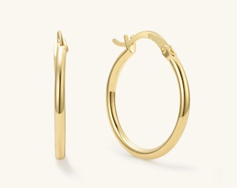 18K Gold Hoop Earrings Small Hoops 25mm Hoop Earrings Thin Gold Hoops Minimalist Earrings  Gold Earrings for Women Mom Gift for Her