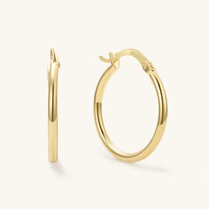18K Gold Hoop Earrings Small Hoops 25mm Hoop Earrings Thin Gold Hoops Minimalist Earrings  Gold Earrings for Women Mom Gift for Her