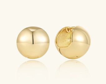 Pendientes de aro de oro de 14 quilates, pendientes de aro pequeños, pendientes de aro gruesos, pendientes llamativos, aros pequeños y gruesos, aros de oro, regalo para mamá