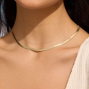 Herringbone Necklace Gold Necklaces for Women Layered Necklace Snake Chain Necklace Dainty Necklace Layering Necklace Mom Gift for Her