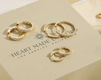 18K Gold Hoop Earrings Small Hoop Earrings Earring Set Jewelry Gift Set Gifts for Her Gold Hoops Huggie Earrings Gift for Mom Gift for Her