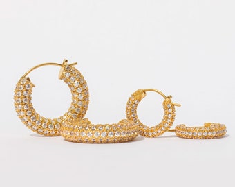 18K Gold Hoop Earrings Gold Filled Earrings Diamond Hoop Earrings Small Hoop Earrings Gold Hoops Minimalist Earrings Mom Gift for Her
