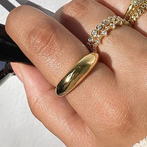 Gold Rings for Women Dome Ring Statement Ring Minimalist Ring Chunky Gold Ring Stacking Rings Cocktail Ring Gold Ring Women Gift for Her image 2