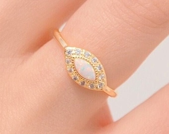 Opal Ring Gold Stapelringe für Frauen Zierlicher Ring Ehering Minimalistischer Ring Stapelring Geschenk für Sie Geschenk für Mutter Valentinstag Geschenke